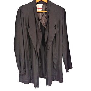 Tracy Reese Black Silk Blend Open Front Blazer Jacket Size M Officewear